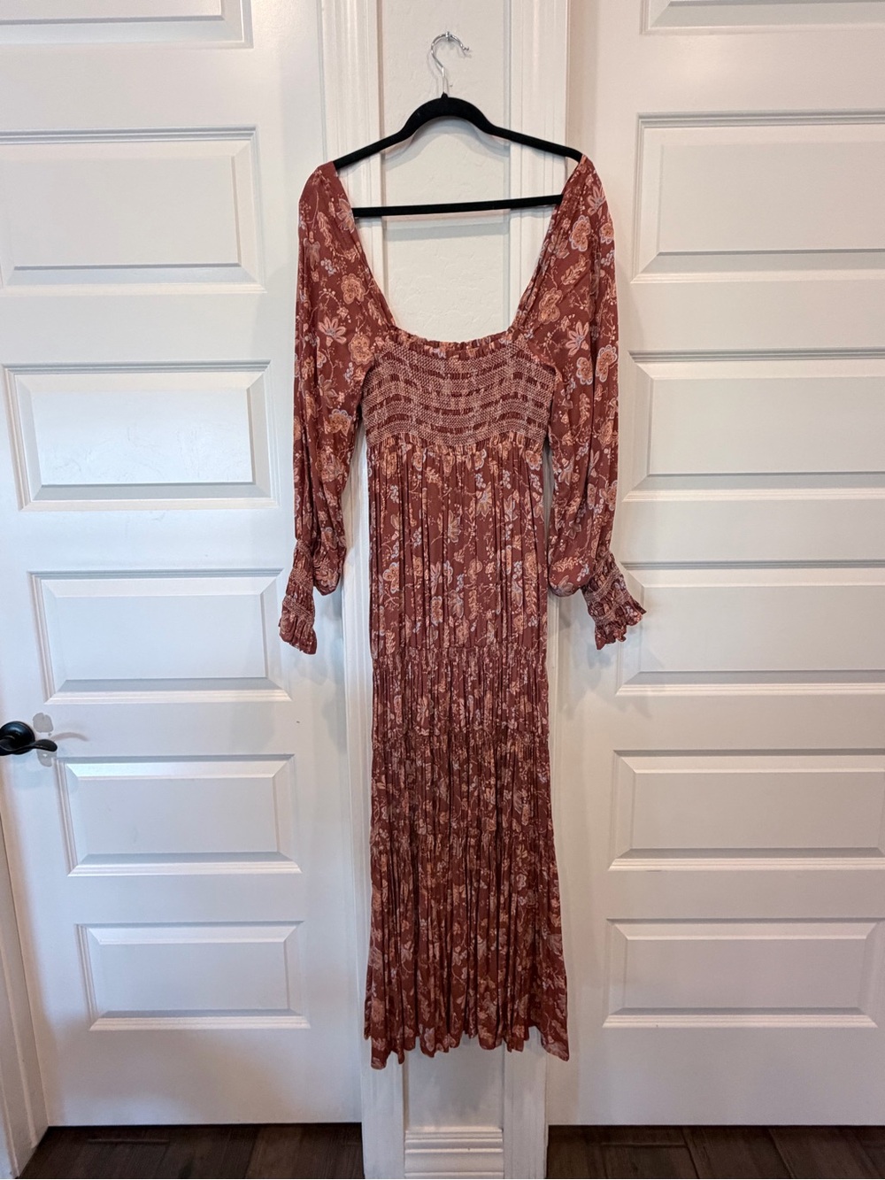 Free People Rust Floral Smocked Maxi Dress